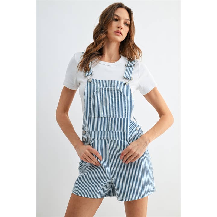 BIB OVERALL SHORTS STRIPE for wholesale by Mica Denim