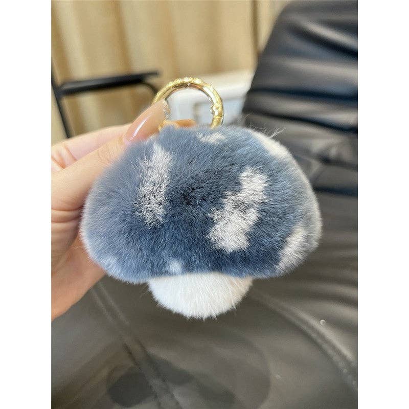 FurDecoration - Wholesale Keychain - Women's - Rex Rabbit Fur Mushroom Keychain - Adorable and Authentic9