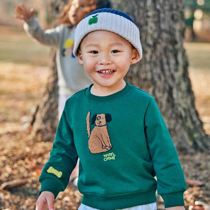 Pine Green Recycled Cotton Spot Baby Sweatshirt for wholesale on Faire