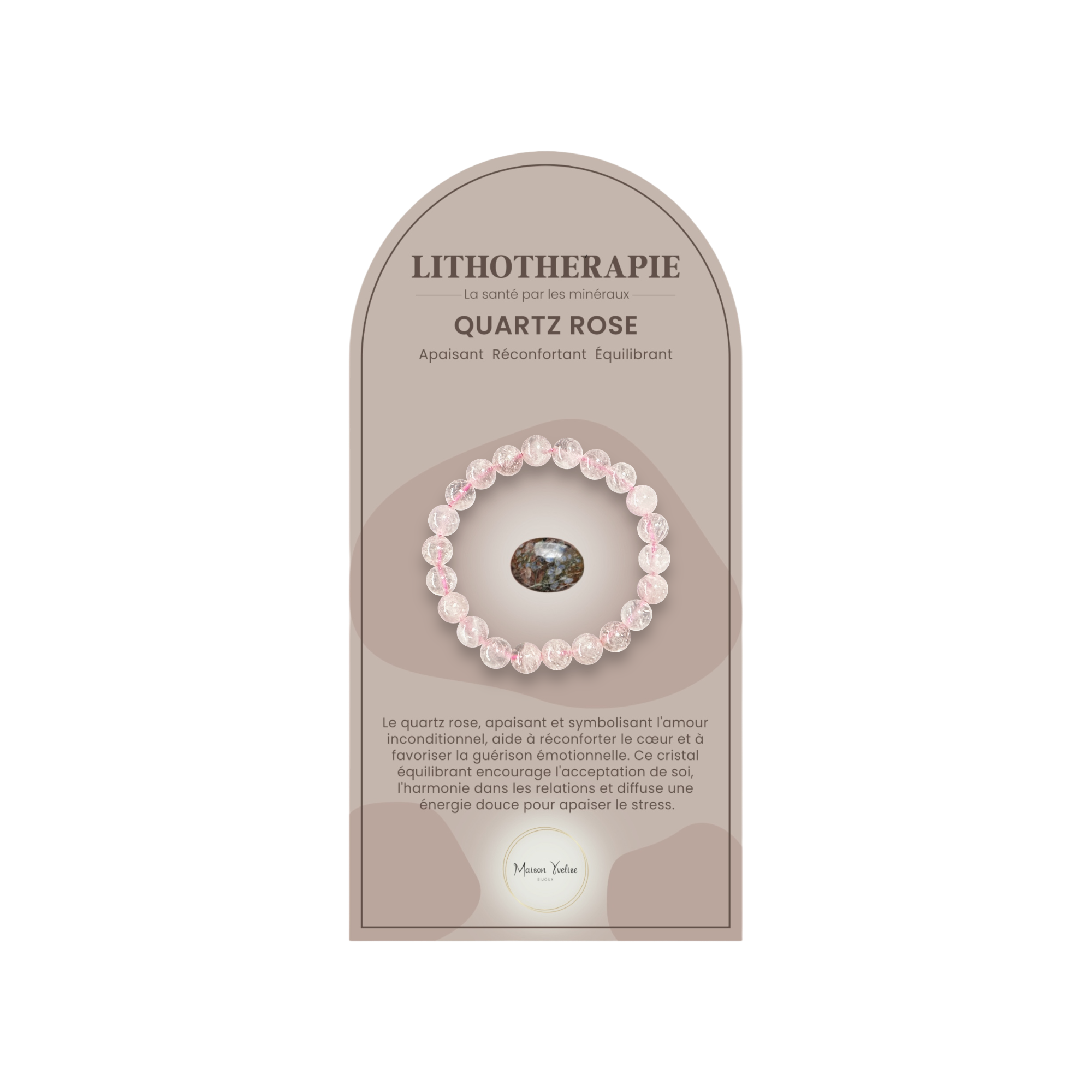 Maison Yvelise - Wholesale Prayer Beads Bracelet - Pink Quartz natural stone bracelet (Pink)0
