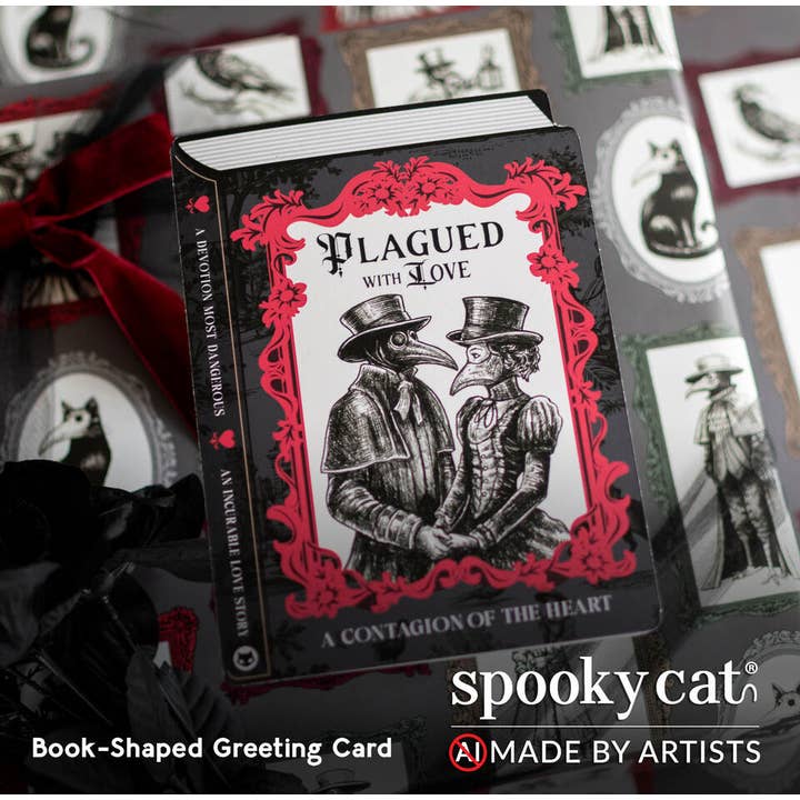 Plague Victorian Book Valentine's Card for wholesale by Spooky Cat Press