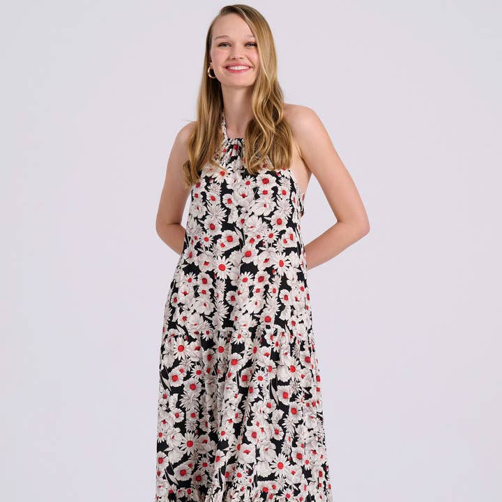 Loose Fit All Over Printed Maxi Dress In Boho Look for wholesale by Funky Buddha