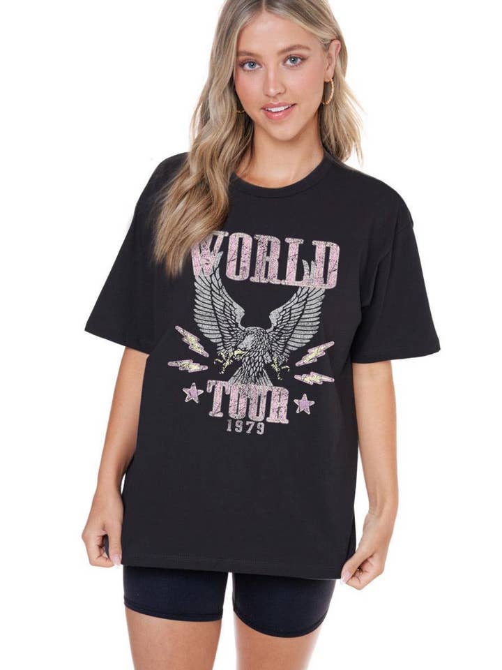 Zutter - Wholesale Screen Printed T-Shirt - Women's - World Tour Vintage Eagle Graphic Top