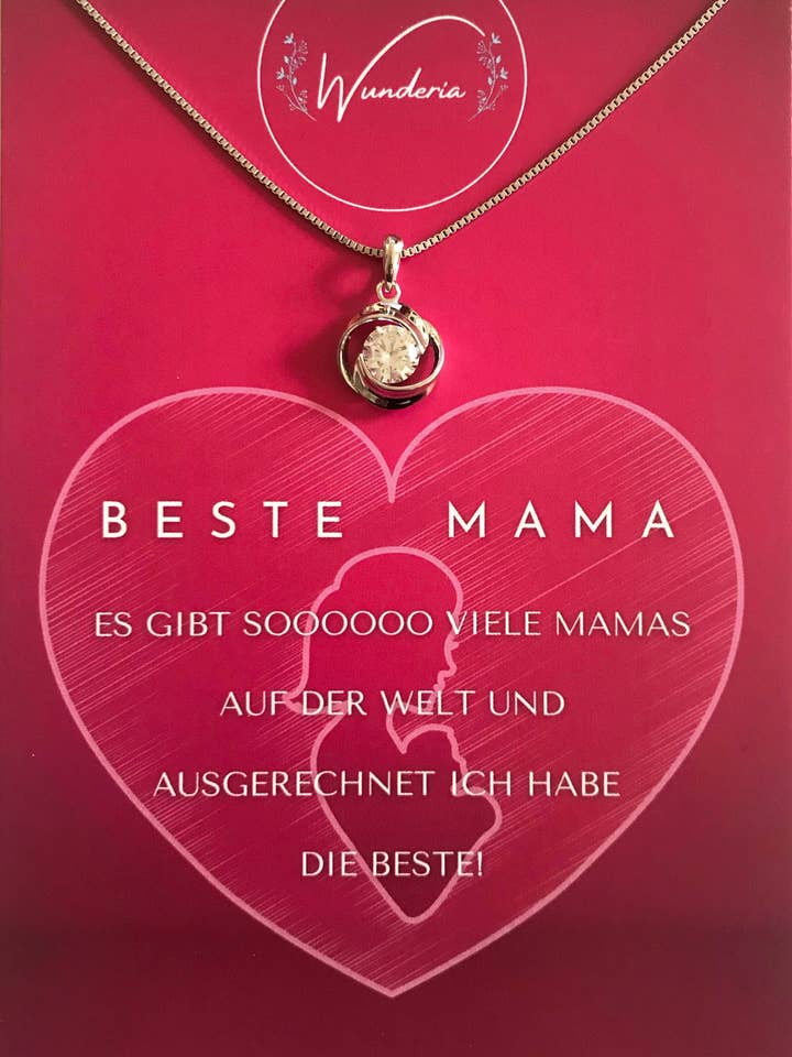 Collana in argento sterling 925 per la migliore mamma con messaggio positivo e cristallo per la vendita all'ingrosso da parte di Wunderia