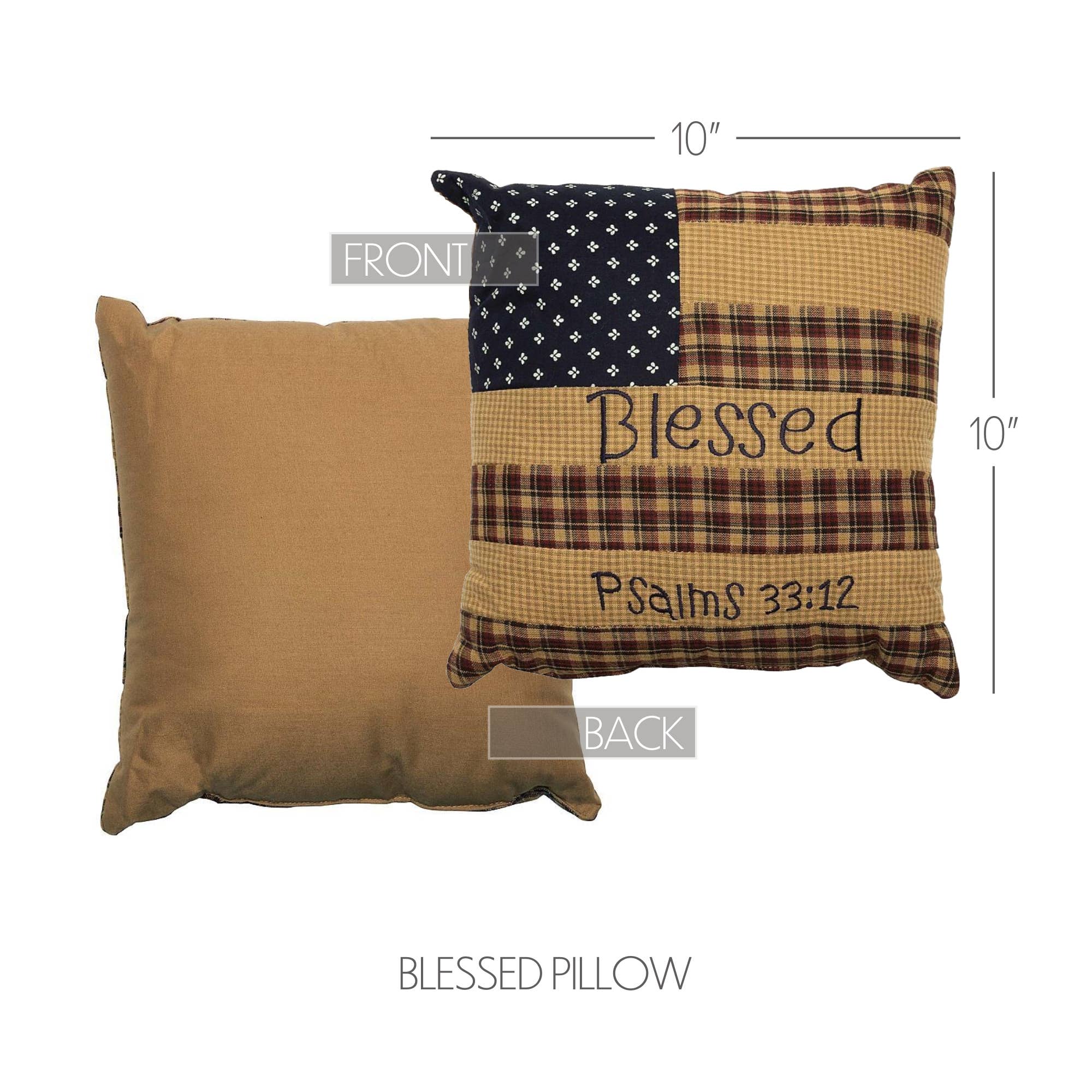 VHC Brands - Wholesale Throw/Decorative Pillow - Patriotic Patch Pillow Blessed 10x103