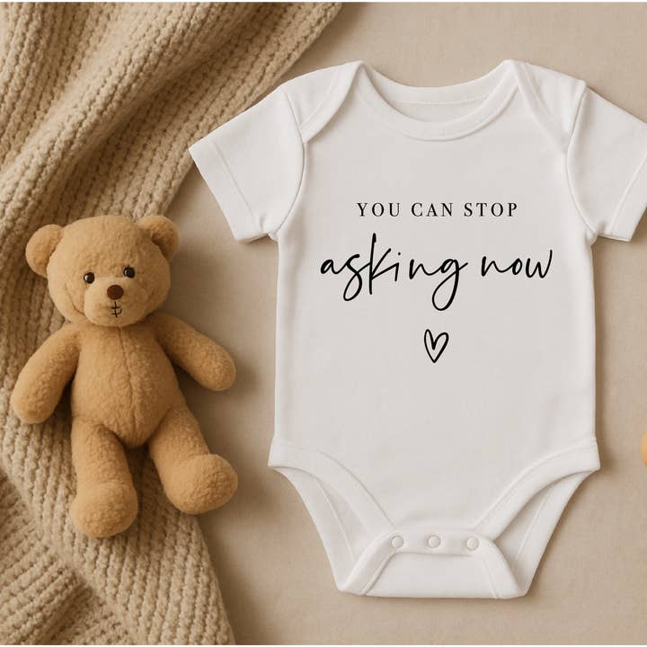 You Can Stop Asking Now, Grandparent Pregnancy Announcement for wholesale by Bump & Beyond Designs