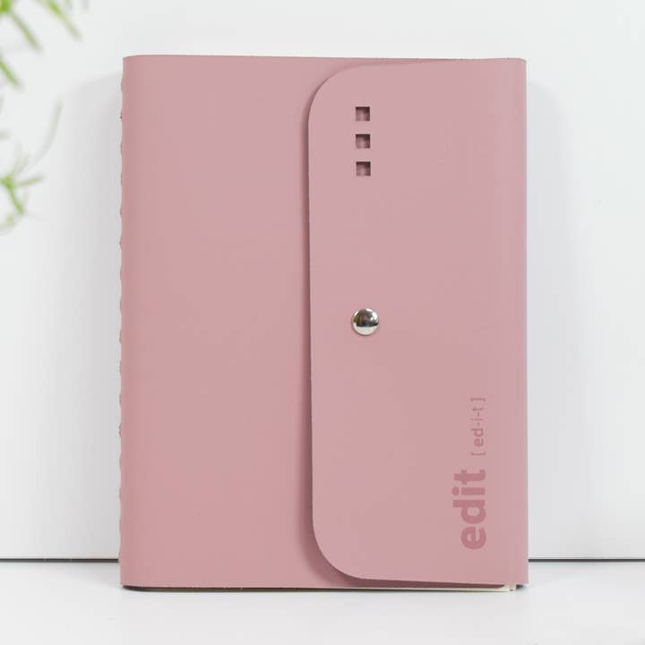 A5 recycled leather wire-bound folio - EDIT Powder Pink for wholesale by VENT for Change USA