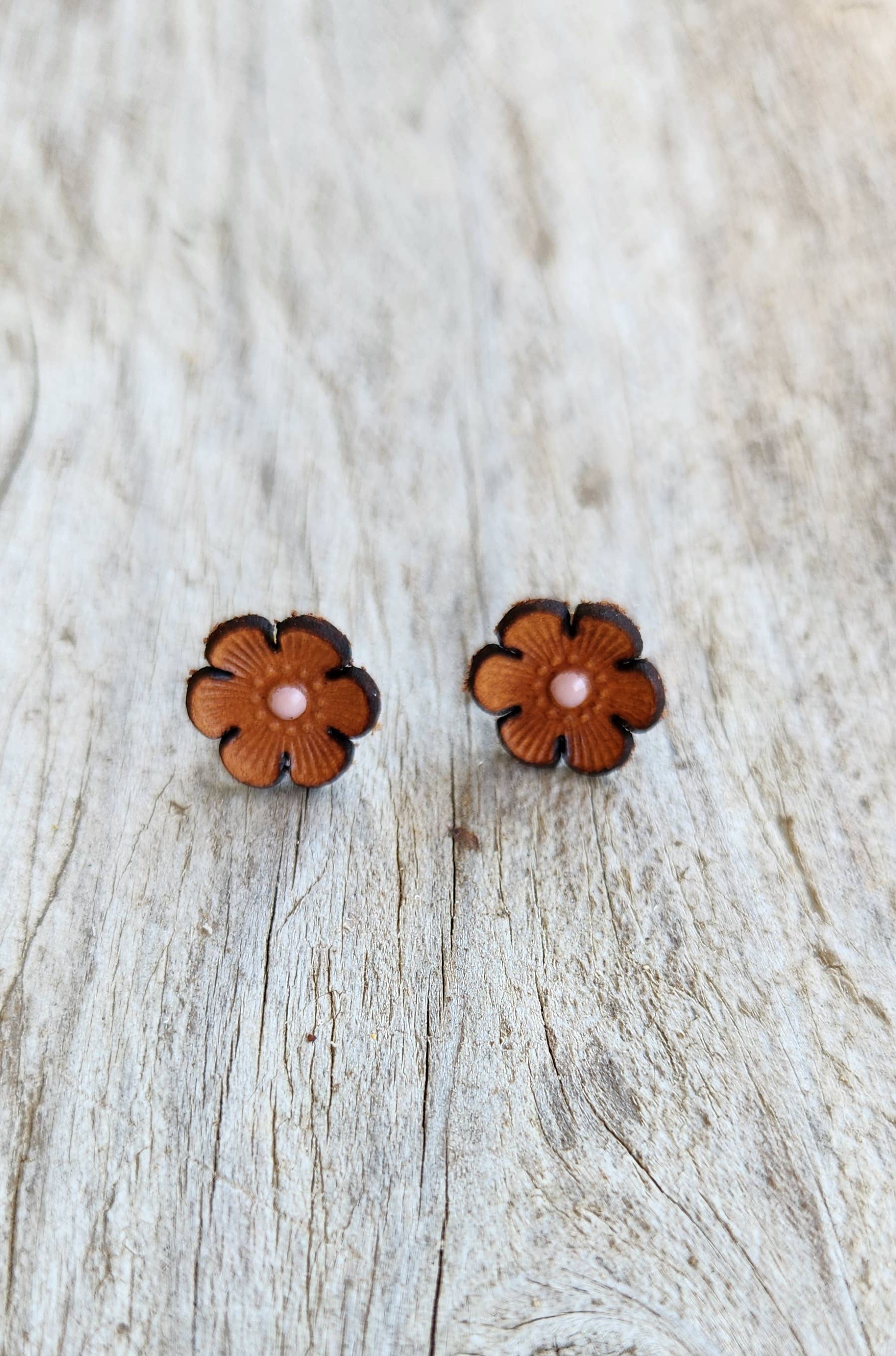 Cocklebur & Co. - Wholesale Stud/Post Earrings - Cactus Flower Genuine Leather Earrings2