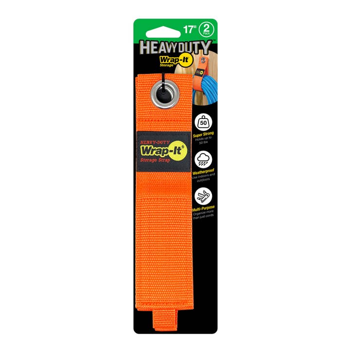 Heavy-Duty™ Storage Straps - 17-in. (2-Pack) Blaze Orange for wholesale by Wrap-It Storage