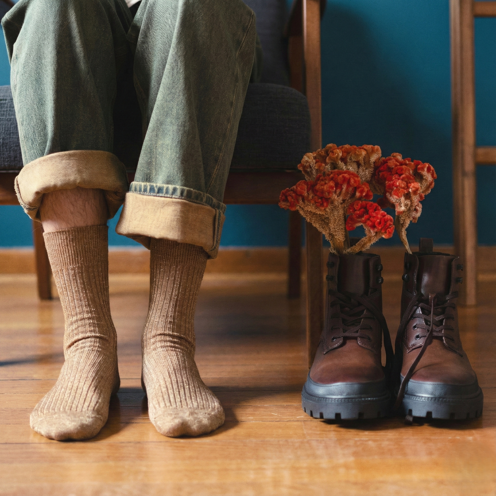 KLUE - Wholesale Socks - Unisex - KLUE Silk and Wool DUST STAR socks | Caramel2