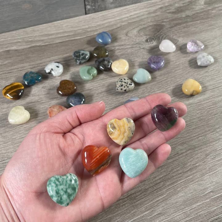 1-Inch Puffy Gemstone Pocket Heart – Bulk Wholesale Crystals for wholesale by Keystone Crystals