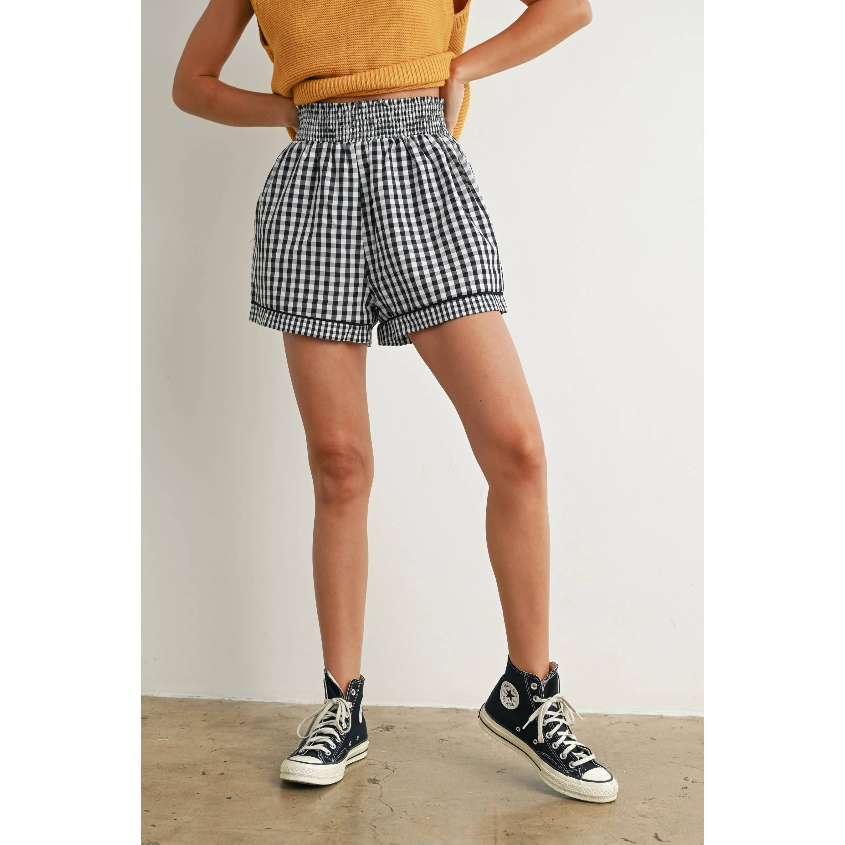 Apolline - Wholesale Shorts - Women's - Garterized Gingham Shorts Classic Charm Effortless Comfort15