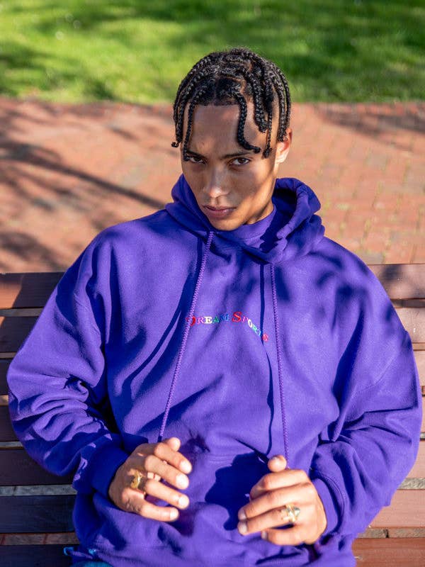 Hoodie in donkerpaars met Dream Sports borduurwerk voor wholesale door Dream But Do Not Sleep