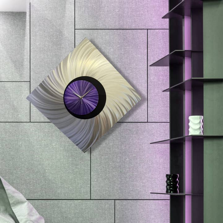 REMOVED BRAND - Wholesale Wall Clock - Orthodox | Large Metal Wall Art | Purple Silver Modern Clock9