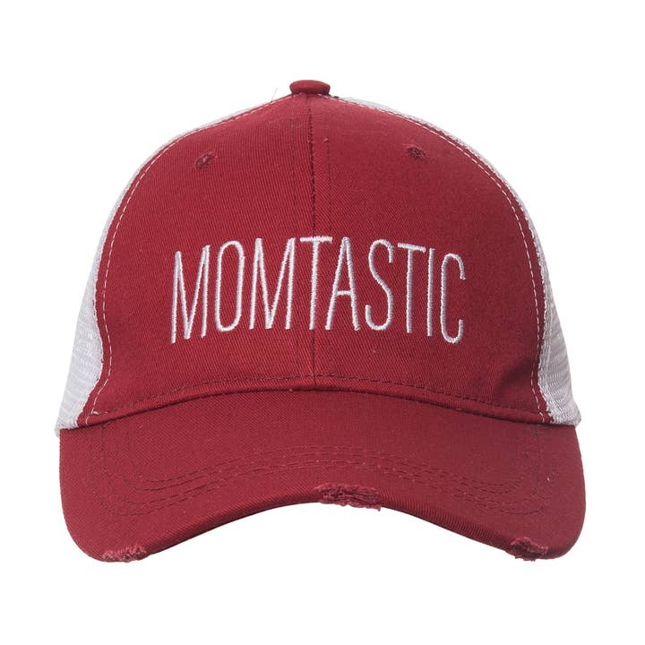 SALE Cotton 10" Red Momtastic Baseball Hat for wholesale by Totalee Gift