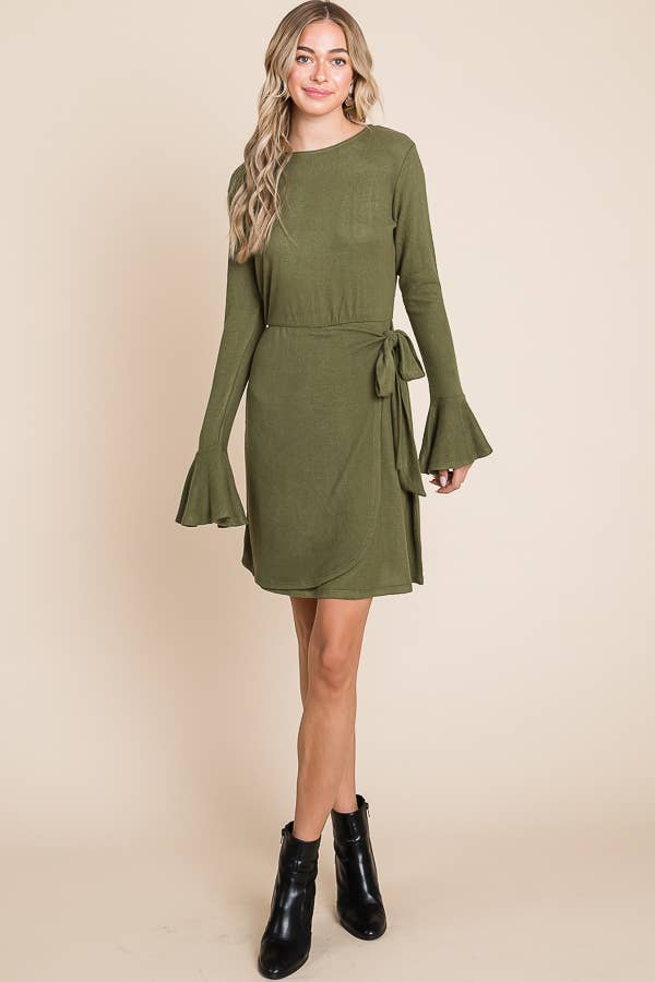 Culture Code – Engroshandel Kjole - Dame – CHD1390L - KJOLE MED FLÆSEDE LANGE ÆRMER OG SLÅ-OM BÆLTE19