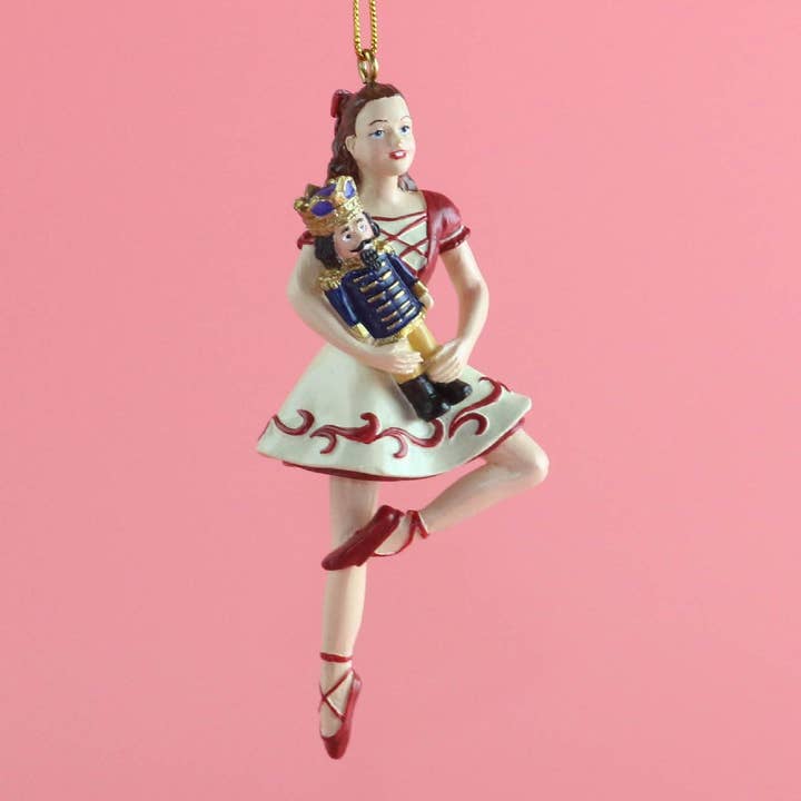 Nutcracker Ballet Gifts - Wholesale Ornament - Clara on Pointe with Nutcracker Resin Ornament 4 inch
