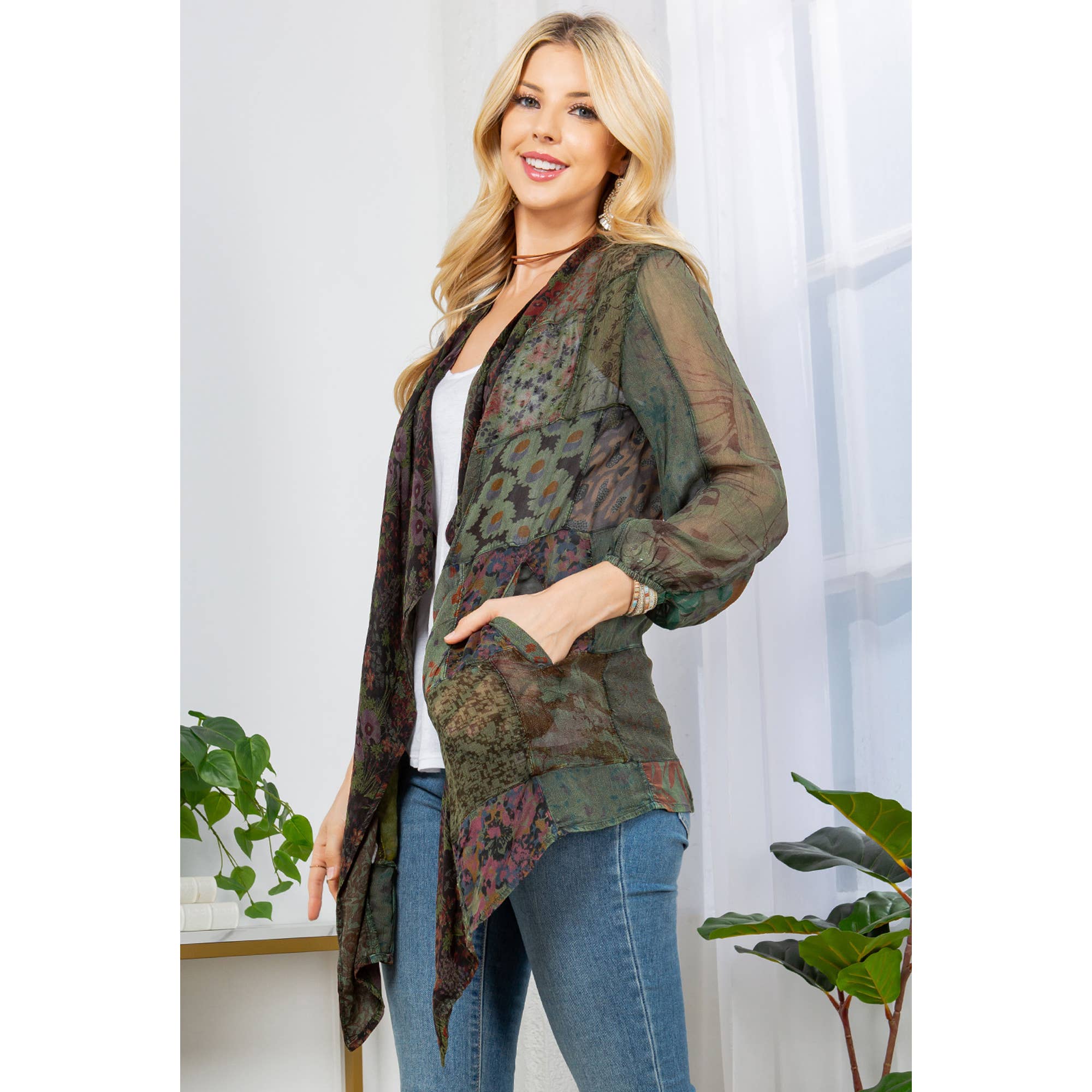 Young Threads - Vendita all'ingrosso Kimono - Donna - Kimono Shrug in Patch Mix N Match Sovratinto7
