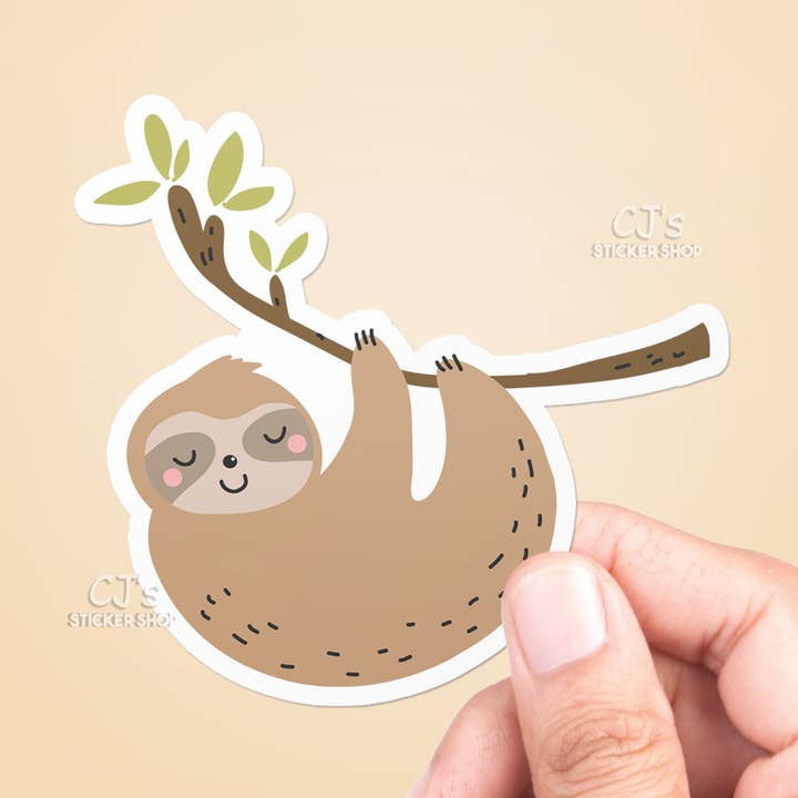 Autocollant en vinyle Cute Sloth pour la vente par CJ's Sticker Shop