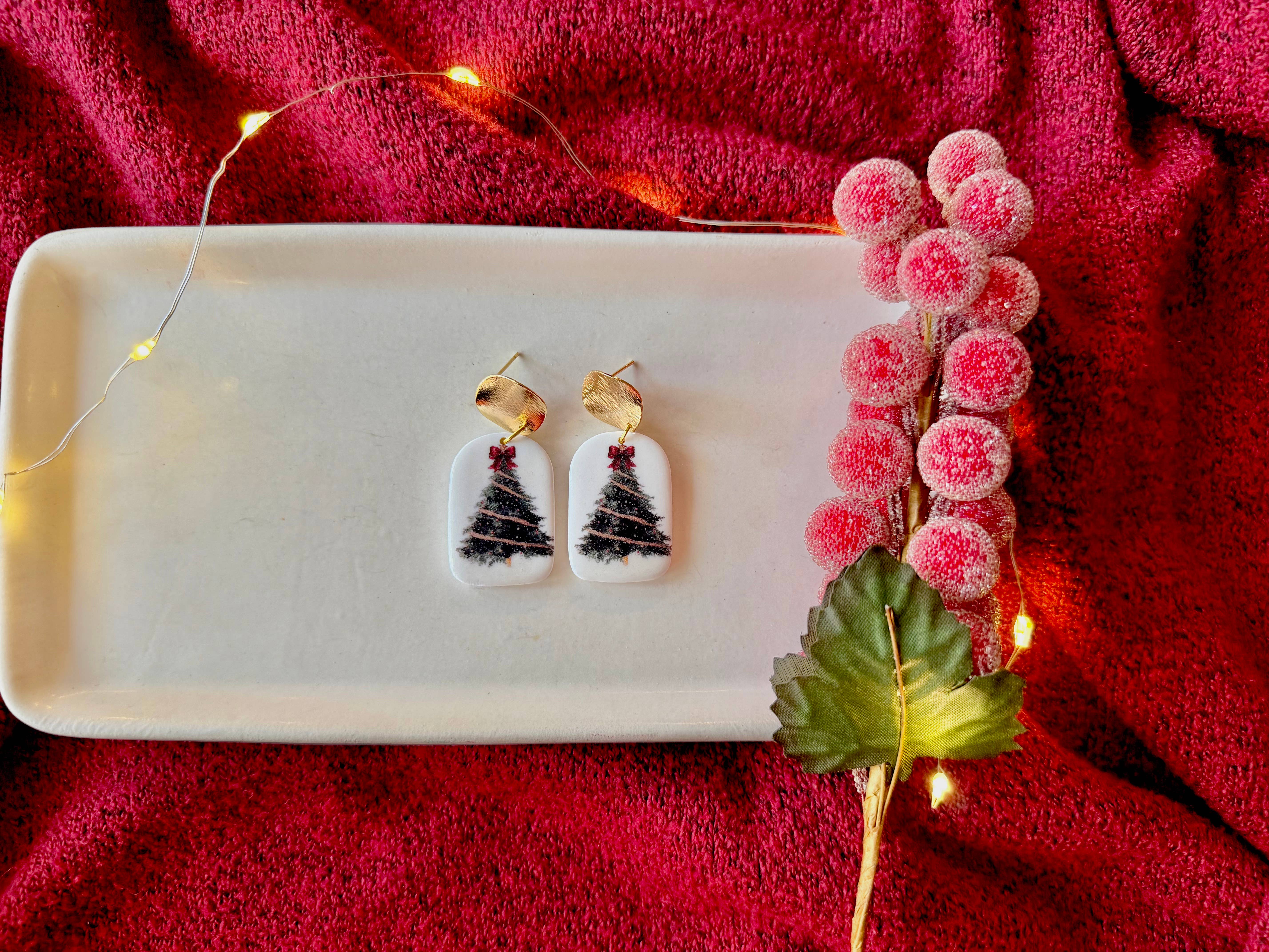 SeizeTheClayJewelry - Vendita all'ingrosso Orecchini pendenti - Orecchini pendenti ad albero, orecchini ad albero di Natale4