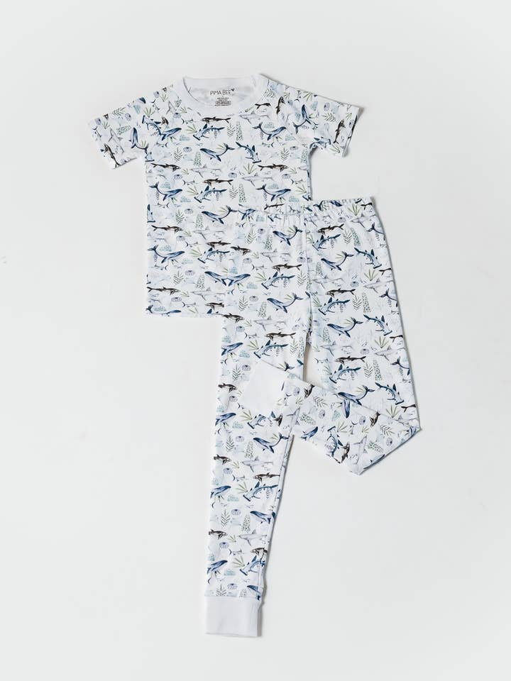 Ocean Short Sleeve and Pants Pajama Set for wholesale by Pima Bee