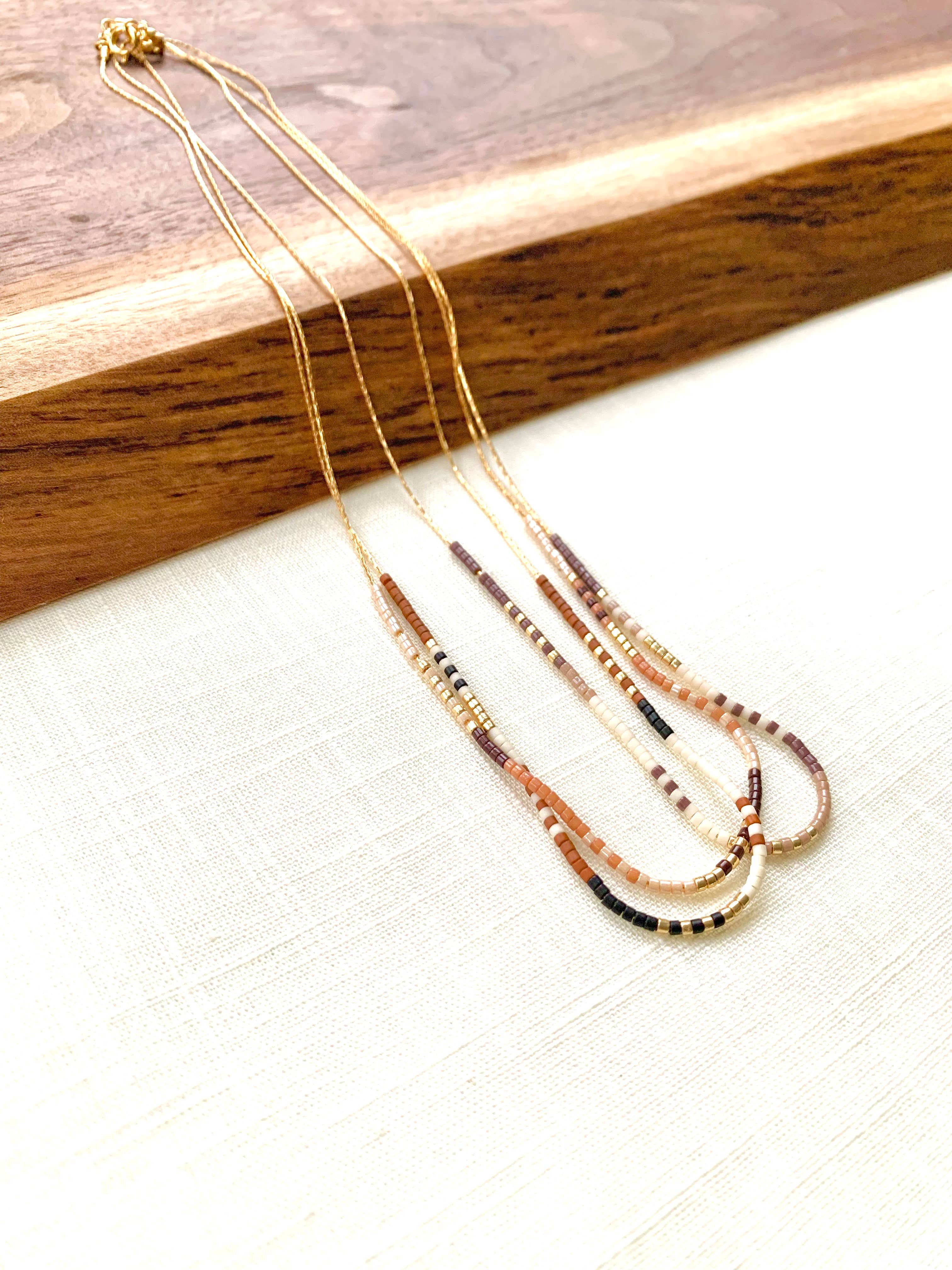 Ocean Breakup - Wholesale Beaded/Pearl Necklace - Rich Neutral Seed Bead Necklace5