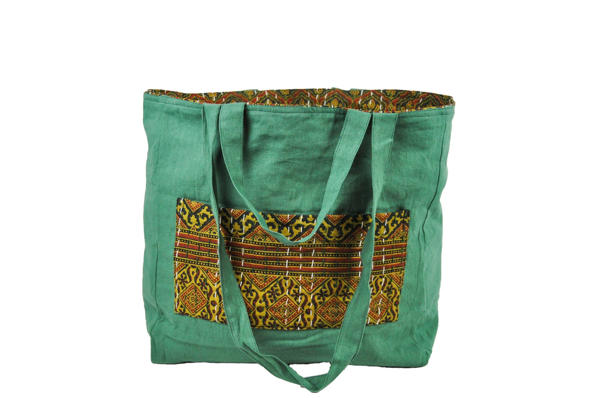 Zumki - Wholesale Tote Bag - Women's - Reversible Kantha Cotton Shopping Shoulder Tote Bag0