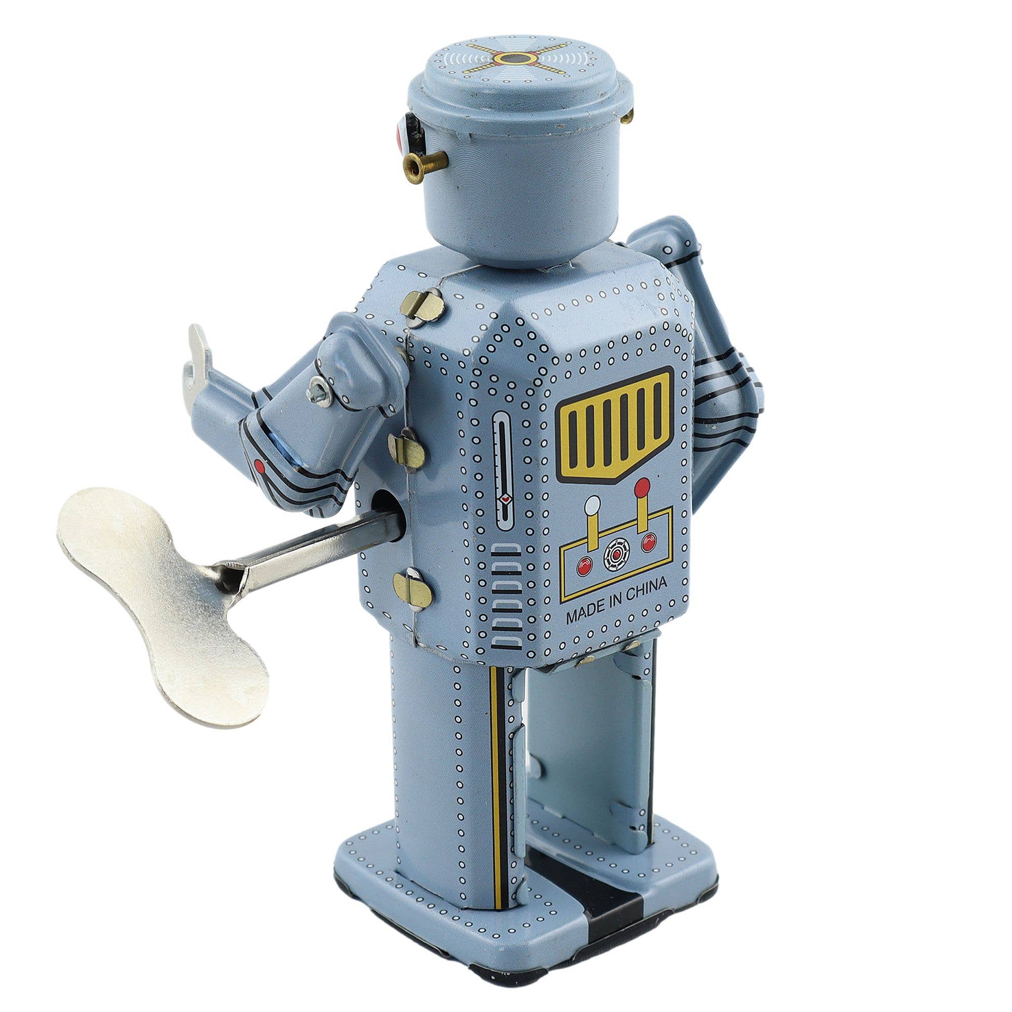 Tribal Trade GmbH - Vendita all'ingrosso Giocattolo a carica manuale - Bambini - Robot meccanico in lamiera azzurro chiaro2
