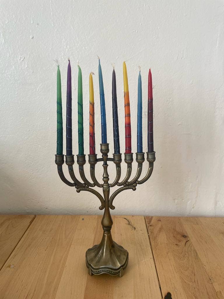 Ohr Judaica - Wholesale Tapered Candle/Candlestick - Multicolored Handmade Beeswax Chanukah Candles - 44 Pack5