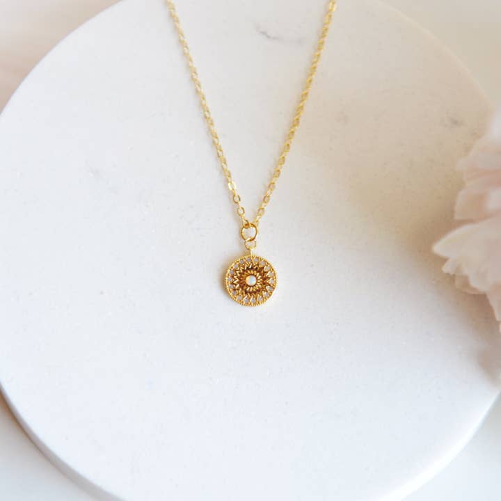 Oh So Lovely - Wholesale Halskettinghanger - CLARA halsketting met roze opaal mandala3