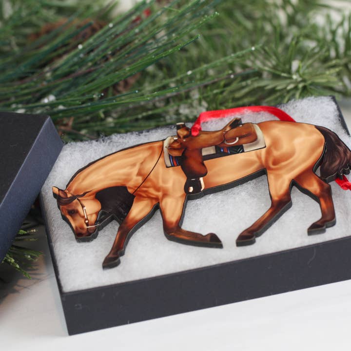Classy Equine - Wholesale Ornament - Red Dun Western Riding Ranch Horse Decor Christmas Ornament