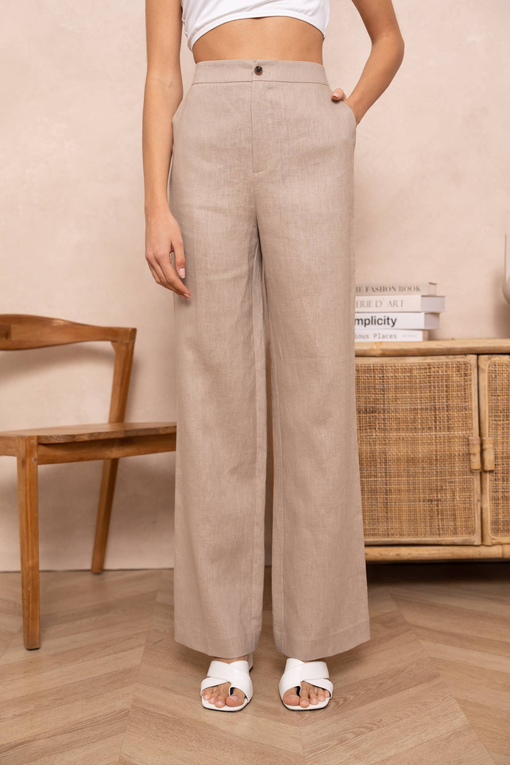 Attentif Paris - Wholesale Pants - Women's - [Linen] Plain straight trousers in premium quality linen15