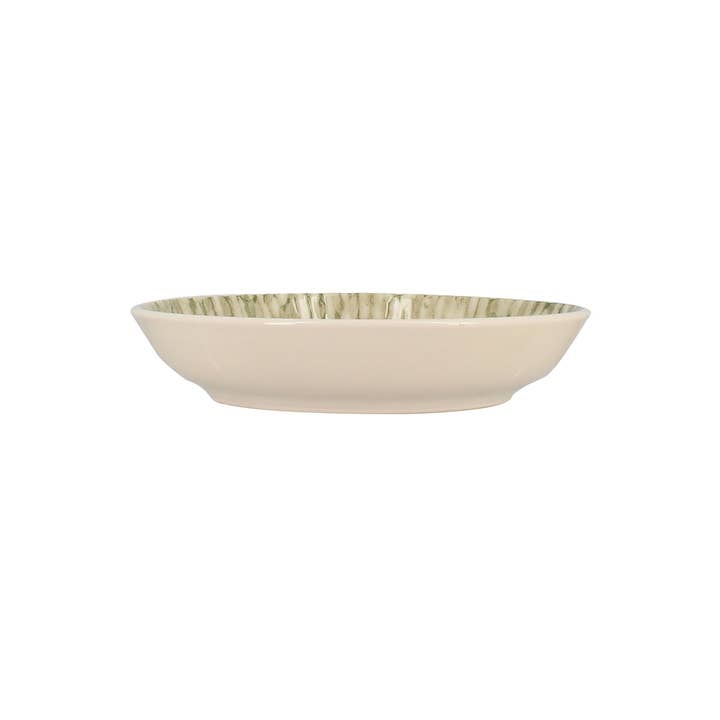 Novastyl - Wholesale Dinner plate - JADE deep plate 20.5cm in green and beige stoneware3