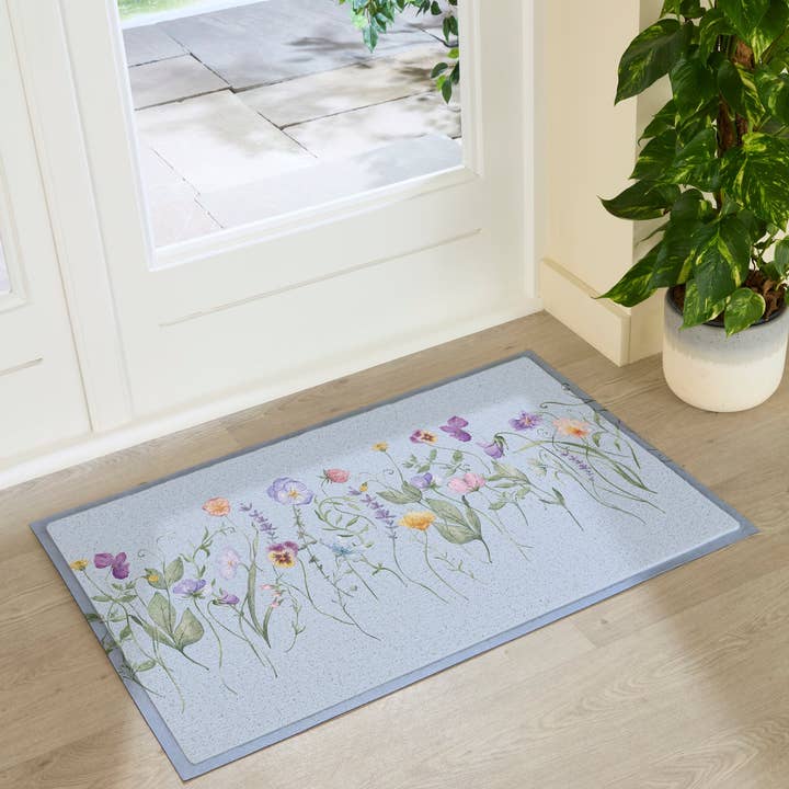 Tapete de Entrada Interior Exterior com Flores Silvestres Azuis (90 x 60cm) por atacado de Artsy Mats