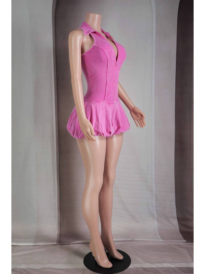 Dalia Studio - Wholesale Romper - Women's - MINERAL WASH SLEEVELESS ZIP UP BUBBLE ROMPER1