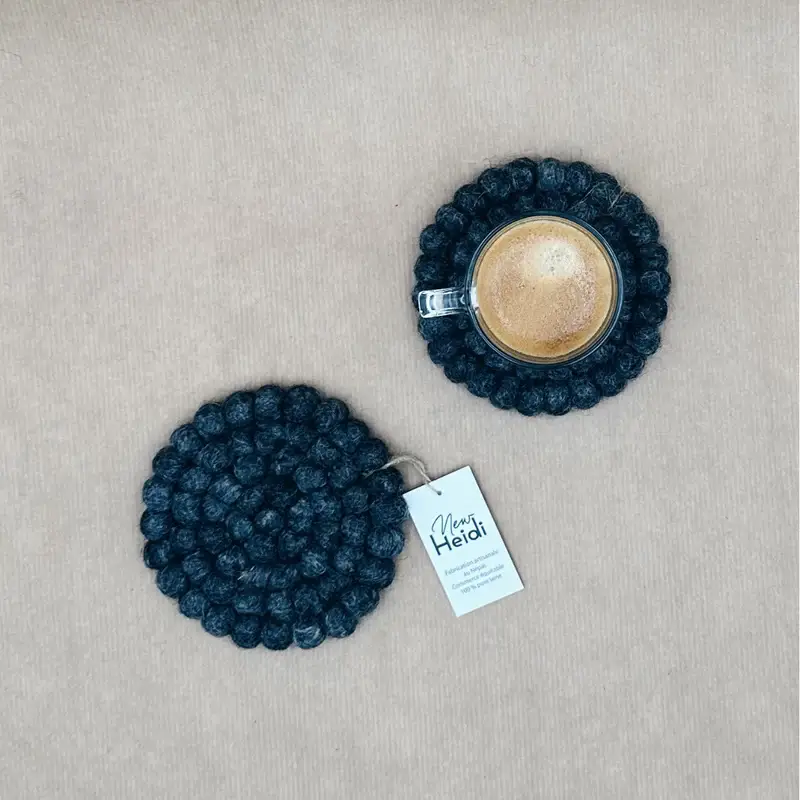 New Heidi - Wholesale Coasters - Set of 2 "ball" felt coasters - New Heidi4