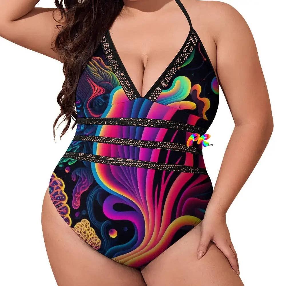 White Underwater Flow Plus Size Swimsuit for wholesale on Faire0