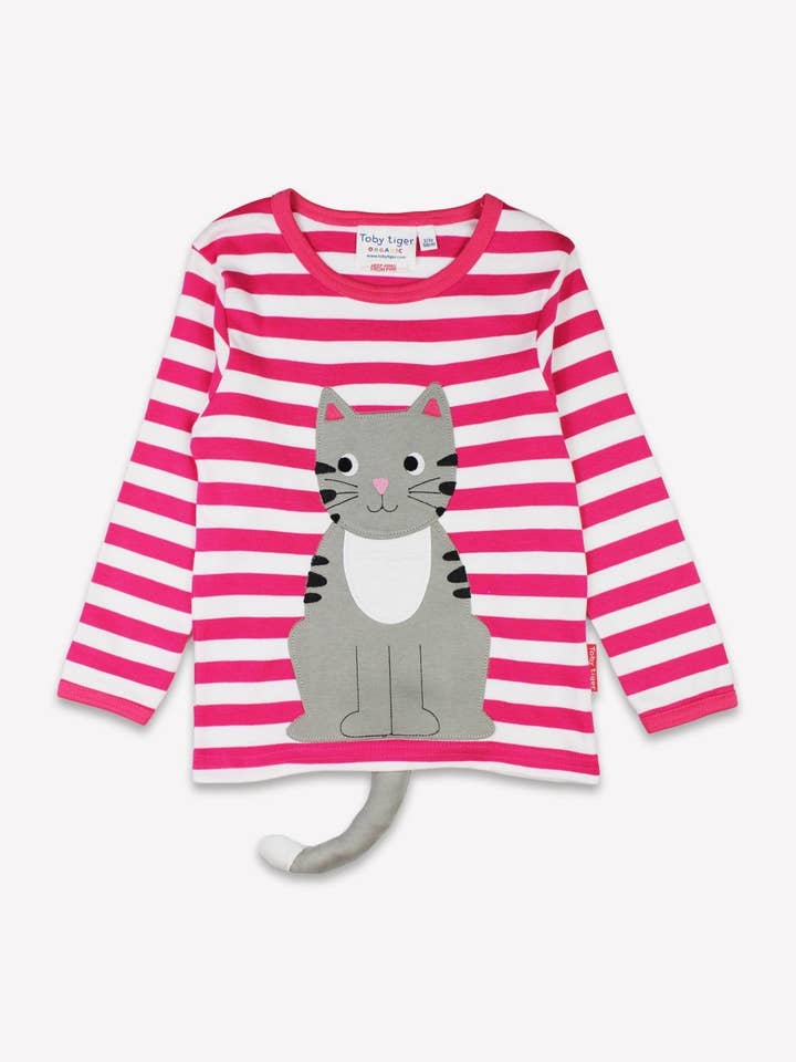 Toby Tiger - Vente T-shirt – enfant - T-shirt à manches longues à motif de chaton rose biologique0
