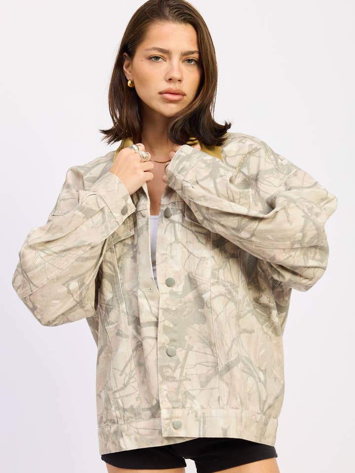 WOOLAND CAMO OVERSIZED TRUCKER JACKET for wholesale by Emory Park