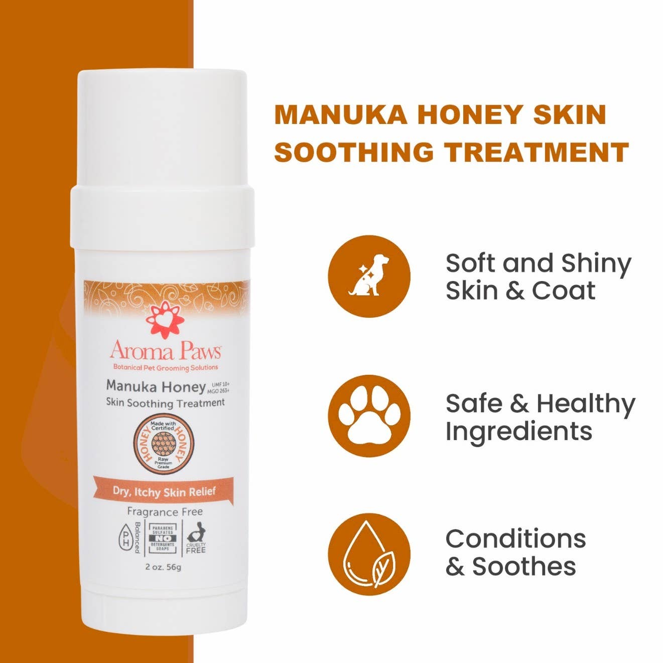Aroma Paws - Wholesale Pet Grooming Aid - Dog - 2oz. Manuka Honey Skin Soothing Treatment Roll on Applicator3