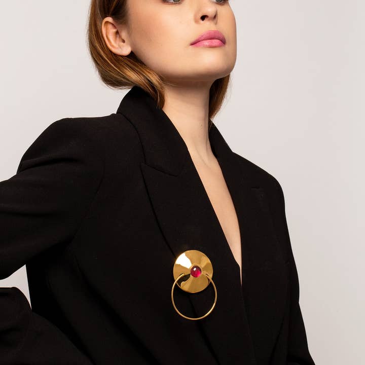 Nip Slip Brooch with Pink Gems for wholesale by Minnie Lane