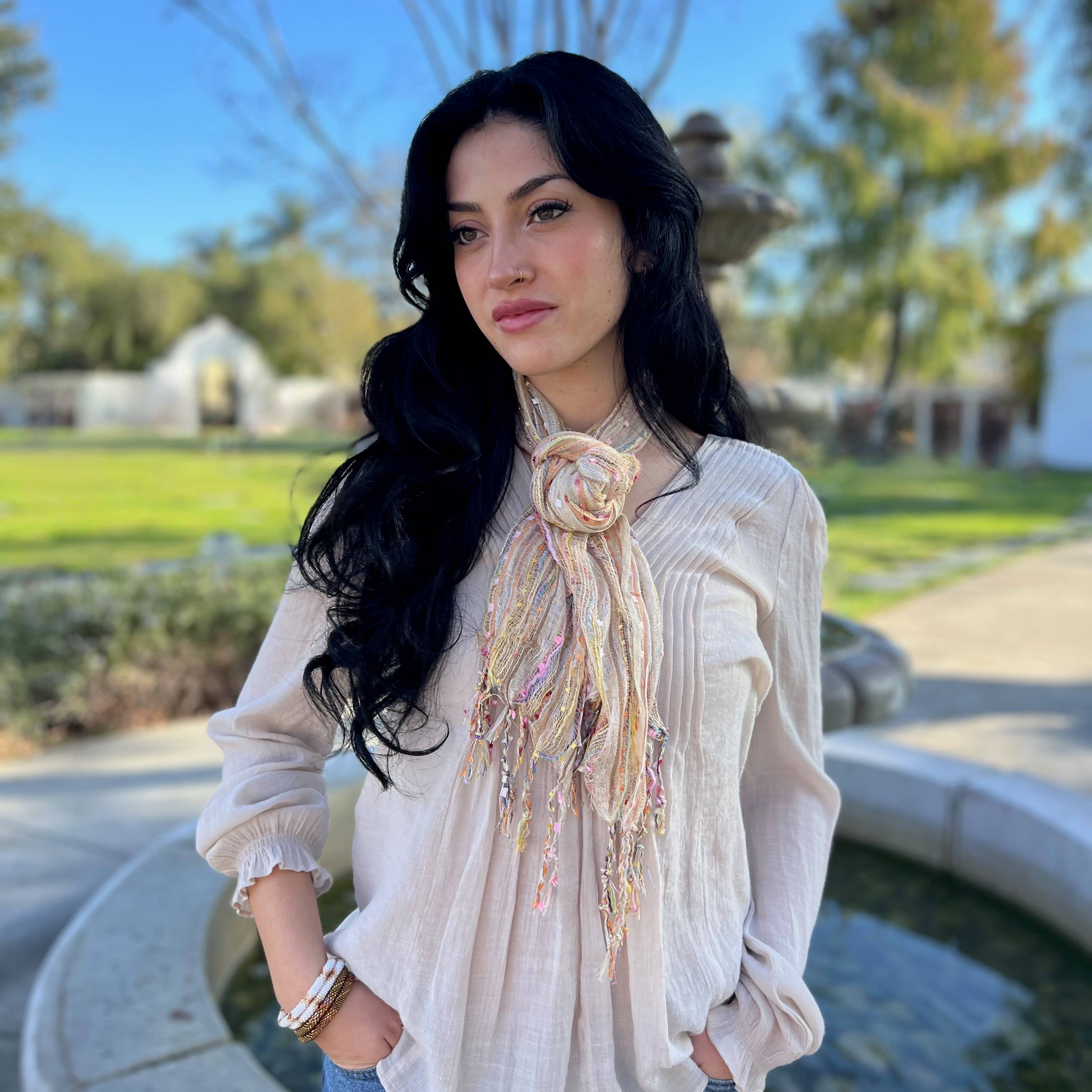 Humble Hilo – wholesale Scarf – Women's – Humble Hilo Multicolored Thread Artisan Scarf45