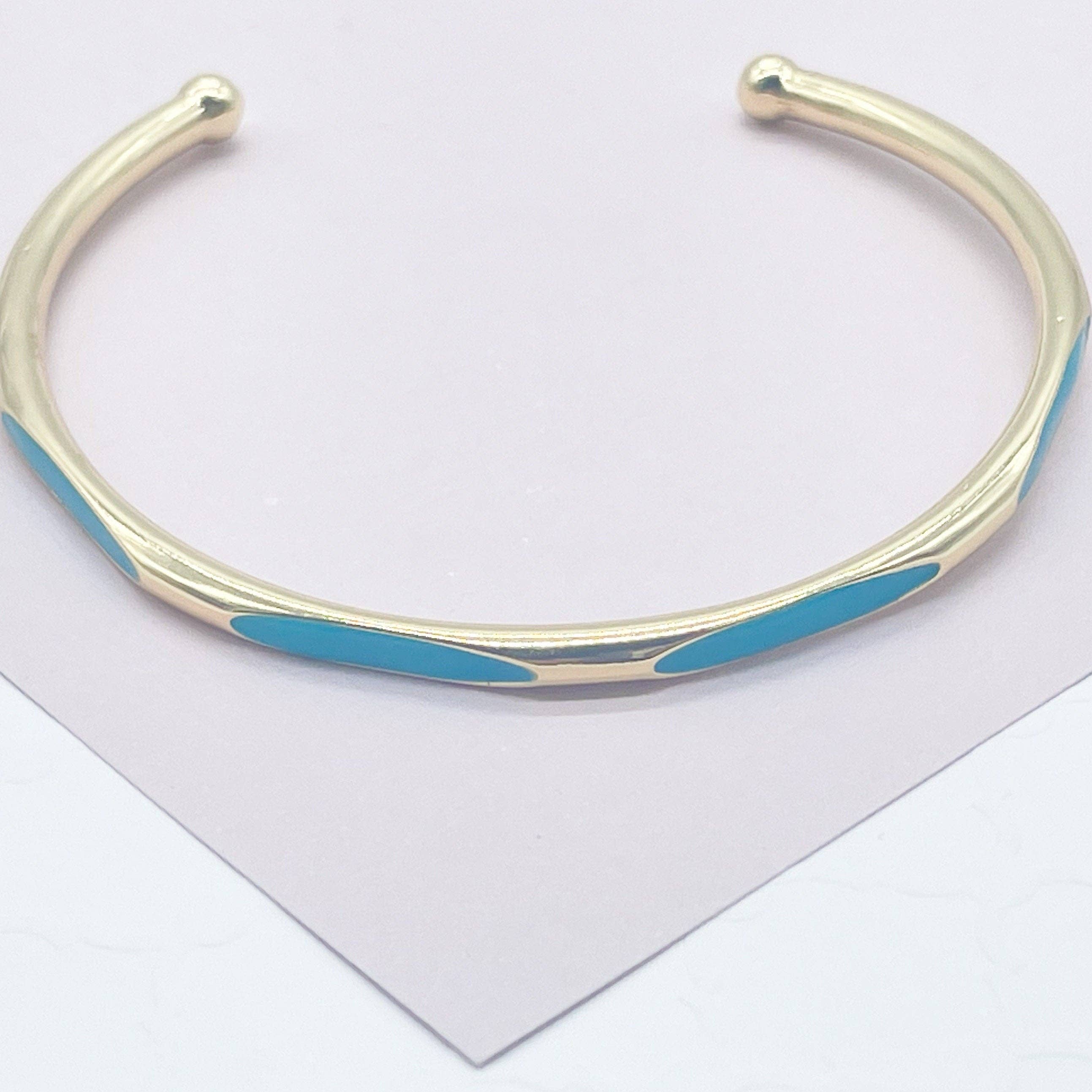 Milie - Wholesale Cuff Bracelet - 18k GF Colorful Enamel Cuff Bracelet0