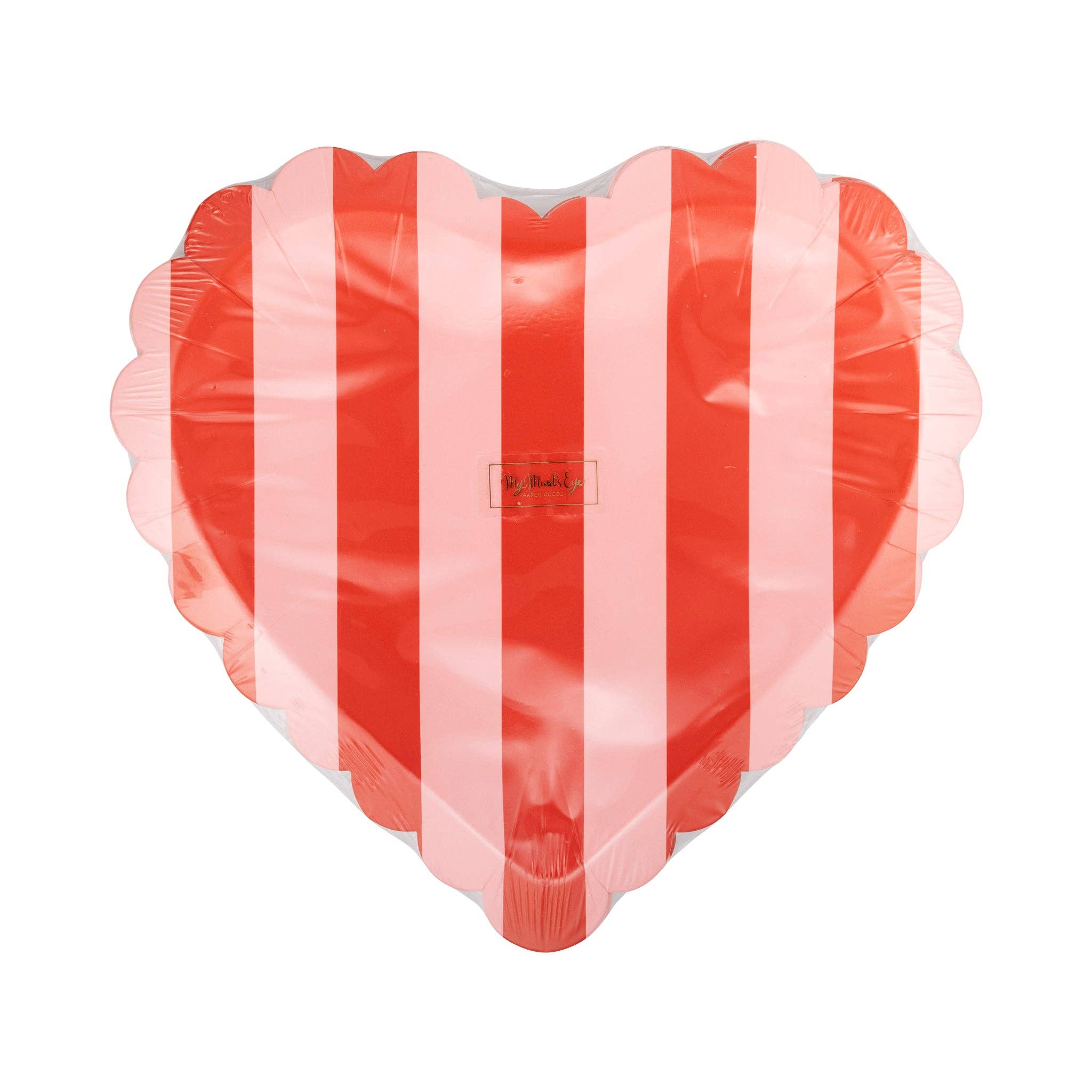 My Mind’s Eye - Wholesale Disposable Plate - VAL1140 - Scalloped Striped Heart Plate4