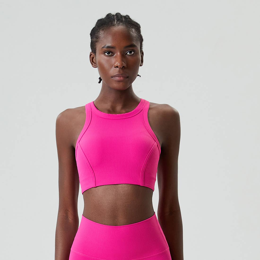 Sodalemon - Wholesale Sports Bra - Women's - Women Yoga Solid Threaded High Support Fitness Sports Bra14