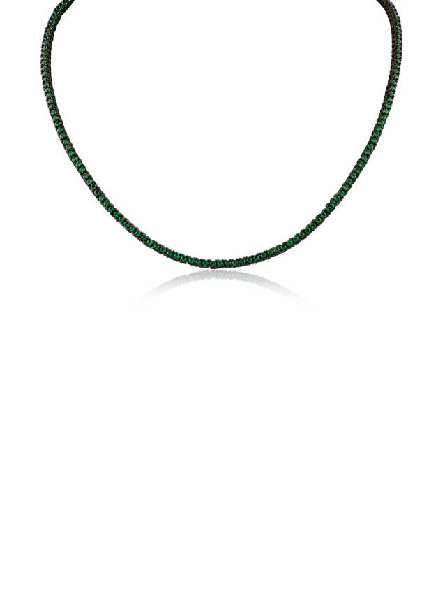 2mm Round Emerald Tennis Necklace for wholesale by CZ by Kenneth Jay Lane