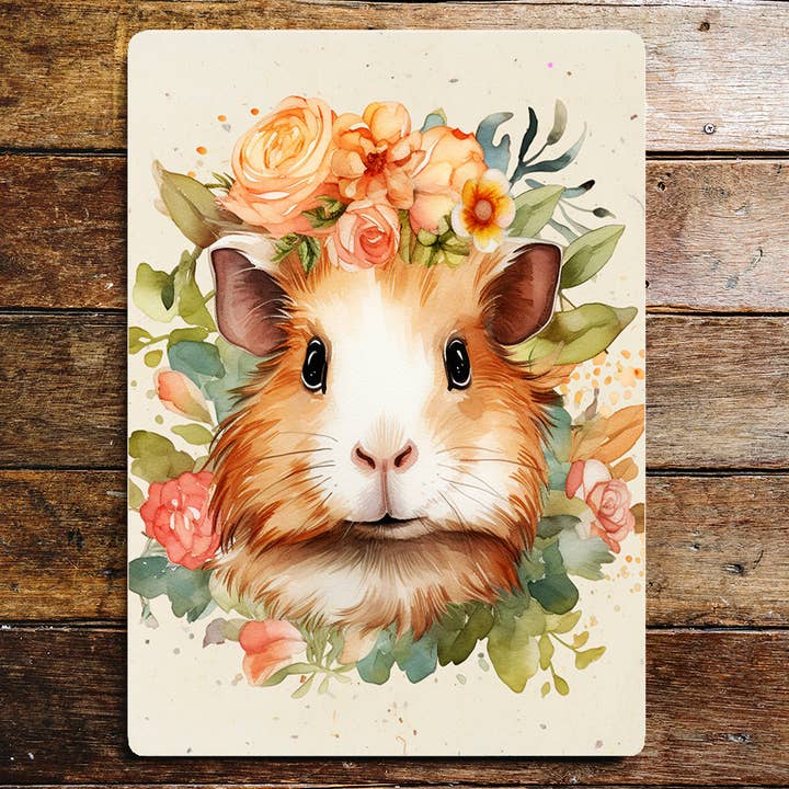 Pretty Guinea Pig Pet Art Metal Sign Plaque for wholesale by The British Metal Signs Company