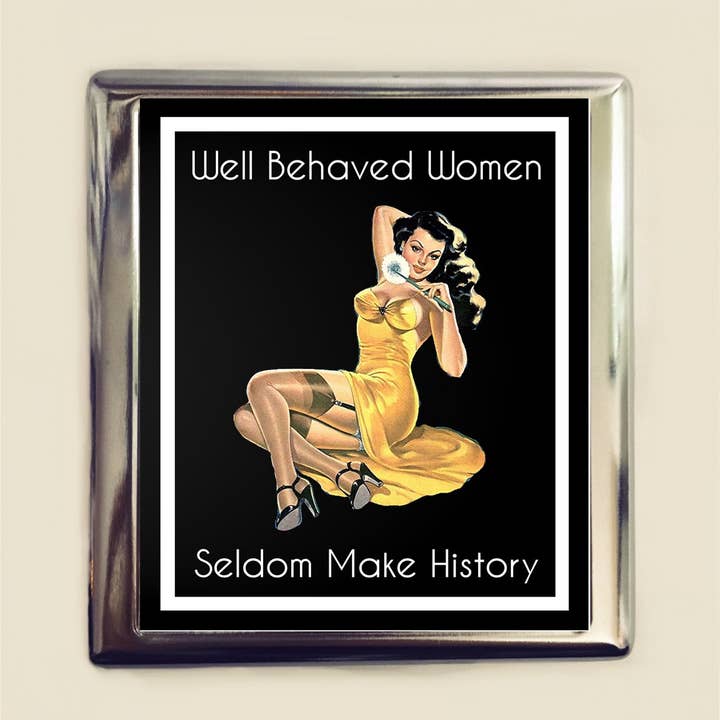 FringePop - Wholesale Cigarette Case - Well Behaved Women Seldom Make History Cigarette Case Business Card ID Holder Wallet Pinup Girl Pin Up Feminist Feminism Girl Power