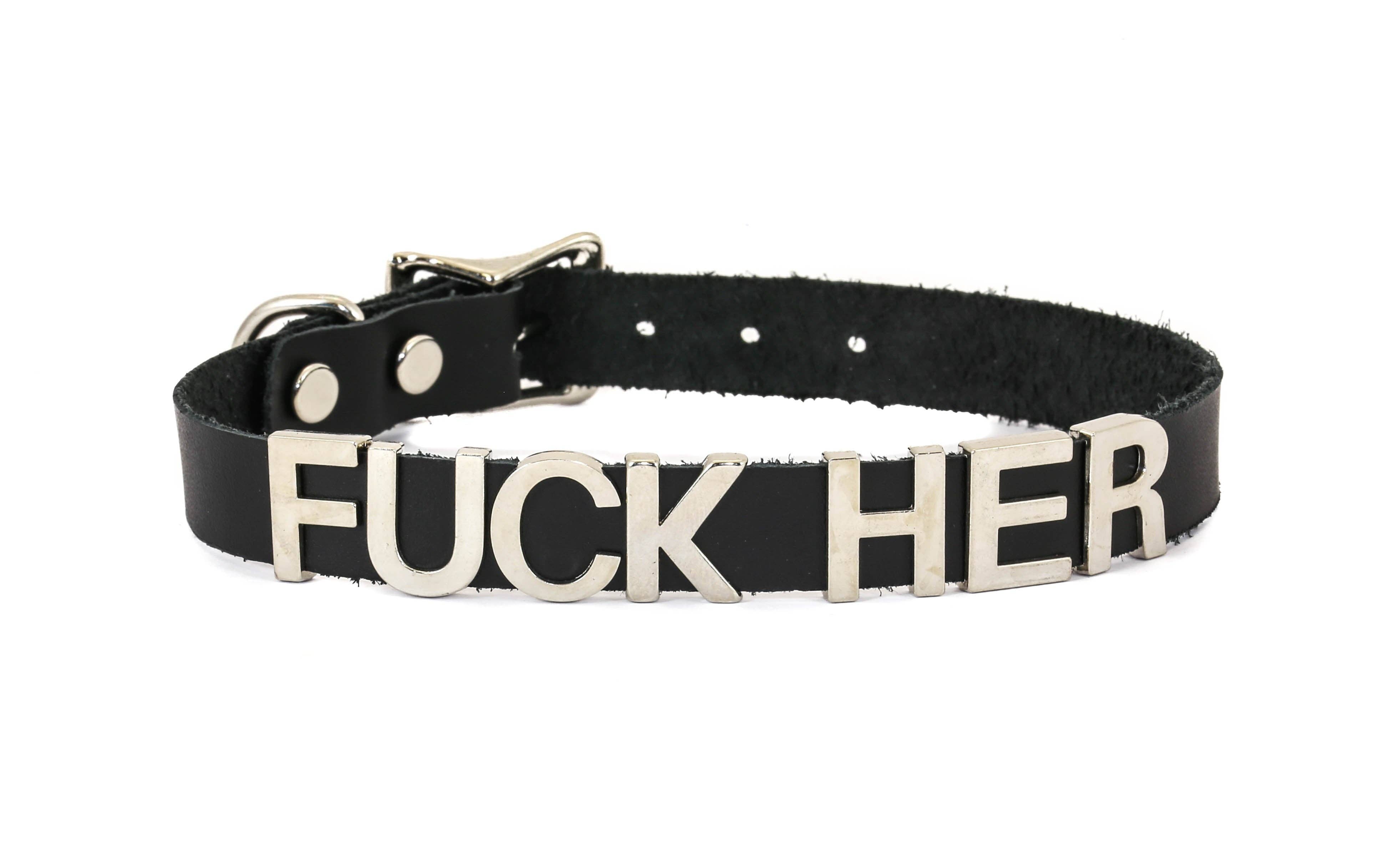 Funk Plus - Wholesale Choker/Collar - FC291 GENUINE LEATHER STAINLESS STEEL LETTER NAME FETISH  CHOKER7