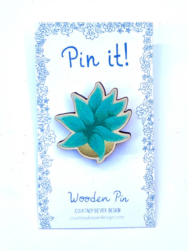 Spilla in legno per piante succulente per la vendita all'ingrosso da parte di Courtney Beyer Design